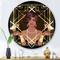 Designart - Retro Women In Golden Art Deco Geometrics I - Modern Metal Circle Wall Art